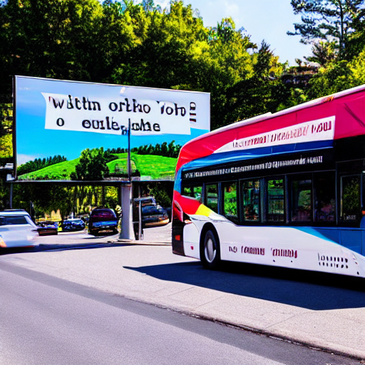 225_a bus with a view of a lot of traffic and the back of another bus with a billboard on the back end.png